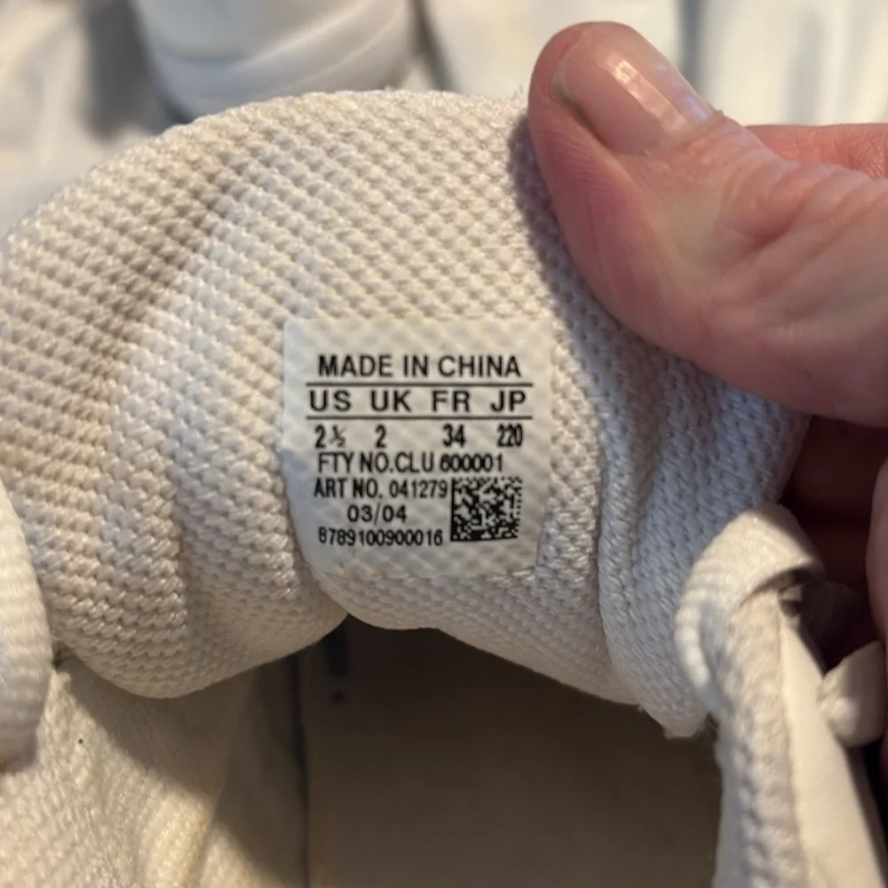 Adidas Superstar White and Blue Shoes leather worn 1x size 2.5  big kids - Picture 6 of 7